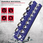 2-Piece 1/2"-Drive SAE Magnetic Socket Organizer Set (Holds 16 Sockets) - Detachable Tool Tray with 5mm Magnetic Base, Screw-Fixed Design & Heavy-Duty Modular Storage for Garage/Home Workshop