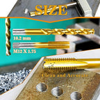 M12x1.75 Tap and 10.2mm Drill Bit Kit, M2 HSS Metric Drill and Tap Set, Combination of Drill and Tap Kit for Metal