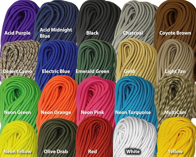 1/4" ParaMax Paracord 100 ft – 1000 lb Type IV Rope for Dog Leashes, Camping, Kayak Anchor - Made in USA - Neon Turquoise