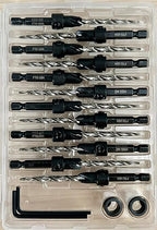 FTG USA 12 Pc #10 (3/16") Countersink Drill Bit Set for Wood with Tapered Drill Bit