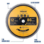12-Inch 80-Tooth Miter/Table Saw Blades TCT Fine-Finish Professional Woodworking Saw Blade for Miter Saws and Table Saws with 1-Inch Arbor
