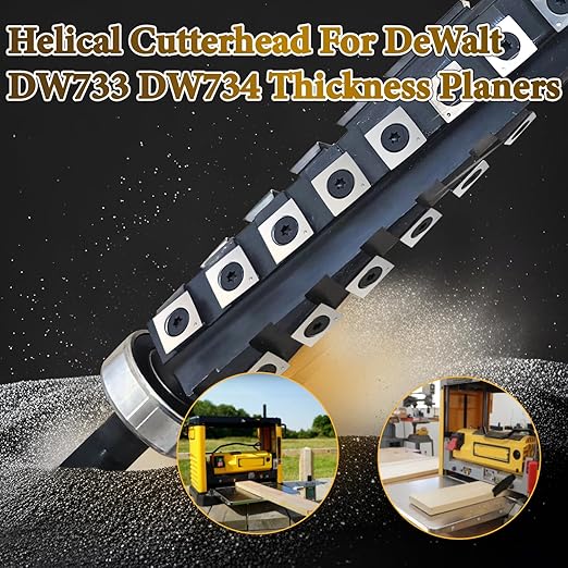 Sprial Cutterhead for DeWalt DW733 DW734 Thickness Planer Woodworking 4 Rows Helical Spiral Cutter Head with 54Pcs Carbide Inserts
