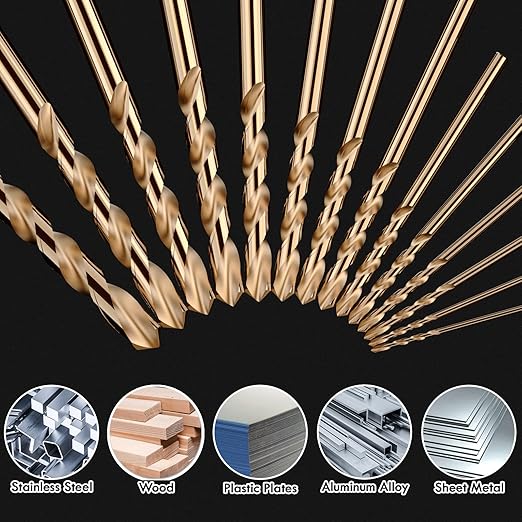 Metric 16Pcs M35 Cobalt Drill Bit Set, 4mm HSS Cobalt Jobber Drill Bits, for Hardened Metals, Stainless Steel, Cast Iron and Wooden Plastics