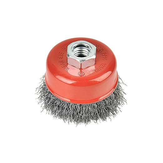 2PCS 3 Inch Carbon Steel Crimped Wire Wheel Cup Brush Set for Grinders, Coarse Crimped with 5/8-Inch-11 Threaded Arbor, Max RPM 12,500, Light-Duty Conditioning for Metal, Rust Removal, Abrasives