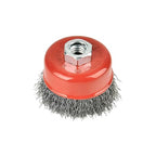 2PCS 3 Inch Carbon Steel Crimped Wire Wheel Cup Brush Set for Grinders, Coarse Crimped with 5/8-Inch-11 Threaded Arbor, Max RPM 12,500, Light-Duty Conditioning for Metal, Rust Removal, Abrasives