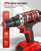 Cordless Drill Set, KELNOW 21V PowerDrill with Power Pack and Charger, 3/8-Inch Keyless Chuck ElectricDrill, 25+1 Position, 2 Speed, 27pcs Drilldriver Bits Tool Drills for DIY Projects