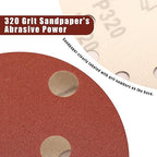 320 Grit 5 Inch Sanding Discs Hook and Loop Sandpaper, 150 PCS 8 Hole Adhesive Fine Sand Paper for Random Orbital Sander