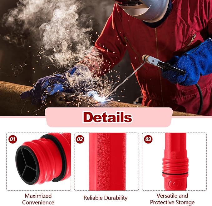 Tandefio 4 Pcs Welding Rod Storage Tube 40 Inch Tig Rod Storage Canisters Welding Electrode Holder Airproof Waterproof Container(Red)