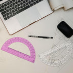 Zonon 100 Pack 6 Inch Plastic Protractor Back to School Protractors 180 Degrees Pink Blue Clear Protractors for Classroom Math Teacher Student Office Supplies, Clear, Pink, Blue