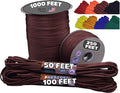 BORED? PARACORD! 550 lb Paracord - Ideal for Crafting, Camping, DIY Projects, Active & Military Outdoors - Strong Survival Rope - Tactical Parachute Cord Type III - Chocolate Brown 1000 Feet