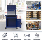 5-Drawer Tool Box with Wheels, Rolling Tool Storage Cabinet with Detachable Top Tool Chest and Locking Mechanism, Metal Tool Cart for Garage Workshop and Room Use (Blue)