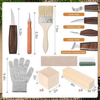 30 Pcs Wood Carving Tools Whittling Kit Include Hand Carving Knife Set Wood Blocks Cut Resistant Gloves Sawdust Brush Sharpening Stone Polishing Wax Sharpening Leather Storage Bag for Beginners