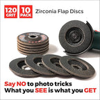 Jumbo Zirconia Flap Discs 4 1/2 for Angle Grinder, 120 Grit 4.5" x 7/8" High Density Type 29 Arbor Grinding Wheels for Wood Finishing, Rust Removal, Metal Sanding - 10 Pack