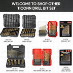 TICONN 30 PCS Titanium Coated Drill Bit Set with Hex Shank, 135 Degree Tip High Speed Steel Drill Bits Kit with Storage Case for Steel, Aluminum, Copper, Soft Alloy Steel Size from 1/16" to 1/2"