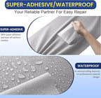 Self-Adhesive Canvas Repair Tape, 4" x 79" Waterproof Canvas Repair Patch, Fabric Patch Repairs Kit for Furniture, Tents, Sunbrellas, Boat Covers Awnings, Couches, Clothes, Bags Light Grey