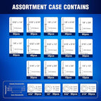 New Age America® 700pcs Blind Pop Rivets & Backup Washers | 3/32" to 1/4" | Silver | 14 Sizes | SAE Size Aluminum Rivets & 304 Stainless Steel Backup Washer | Rivet Kit w Steel Mandrel | Labelled Case