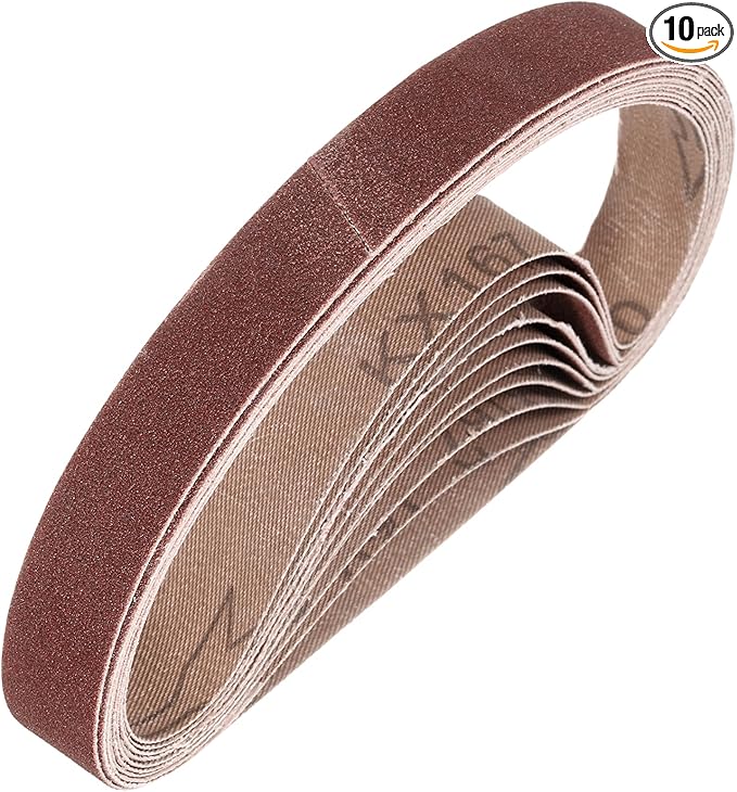 HARFINGTON 3/4 x 18 Inch Sanding Belts, 10 Pcs 120 Grit Aluminum Oxide Abrasive Belt Sander File Belt for Woodworking, Metal Polishing, Knife Sharpener