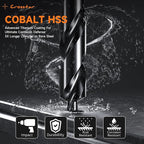 Crosstar M35 Cobalt Drill Bit Set - 21pcs 1/16"-1/2" Titanium Coated Self-Centering Metal Drill Bits for Hardened Steel, Stainless Steel, Cast Iron | Bullet Point Tip, High-Speed Jobber Bits
