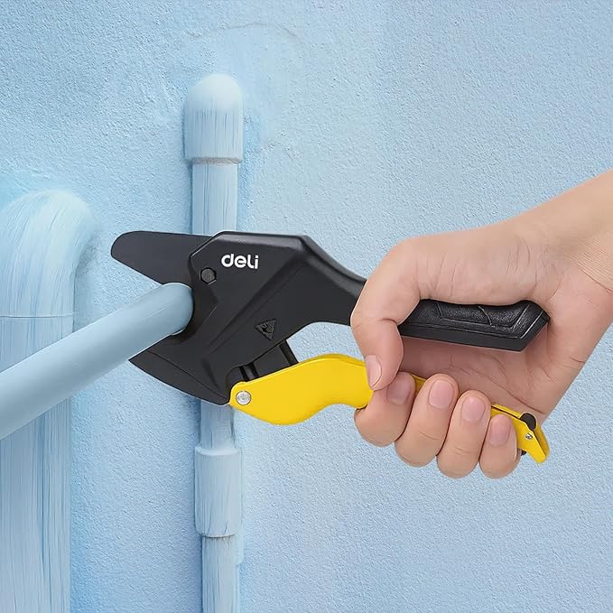 DELI PVC Pipe Cutter, Up to 1-1/4", Ratchet Pipe Shears Heavy-Duty, Pex Cutting Tool for Cutting PEX, PVC, PPR Plastic Hoses and Plumbing Pipe