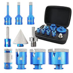 Diamond Core Drill Bit Set - BRSCHNITT 10pcs Tile Hole Saw Kit Diamond for Porcelain Tile Ceramic Marble Granite Drilling,Finger Chamfer Bit