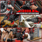 Cordless Impact Wrench 1/2" for Milwaukee 18V Battery, Impact Wrench 1000FT-LBS(1360N.m) High Torque Brushless Electric Impact, with 4 Modes Power Impact Driver for Car, Truck, Mower (No Battery)