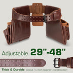 STRONGLAD Tool Belt - Framing Tool Belt for Carpenters - Tool Belts for Men - Carpenter Pouches for Construction - 21 Pockets, Oil-Tanned Full-Grain Leather T800