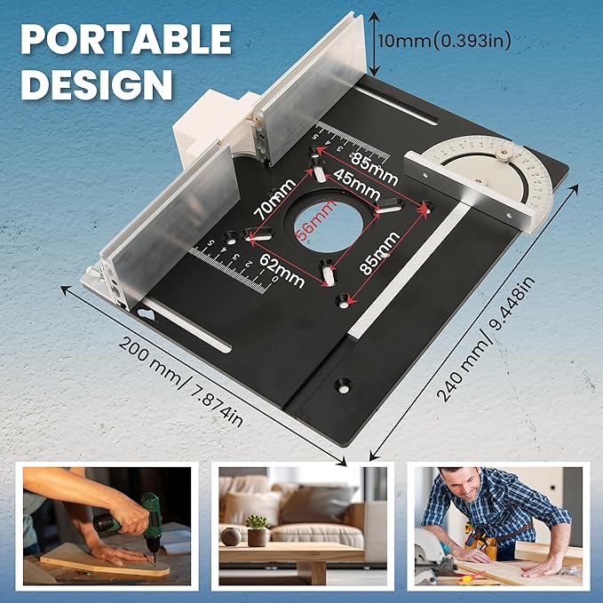 Elestoria Aluminum Router Table Insert Plate (Black)