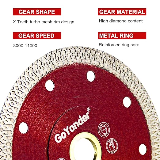 GoYonder 4.5" Super Thin Tile Saw Blade, Diamond Blade for Angle Grinder, Dry Wet Tile Blade for Ceramic Tile, Concrete, Granite Cutting