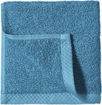 Amazon Basics Cotton Washcloths, Quick-Dry, 12" x 12", 12-Pack, Lake Blue