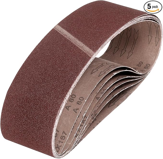 HARFINGTON 6 x 48 Inch Sanding Belts, 5 Pcs 80 Grits Aluminum Oxide Abrasive Belt Sander File Belt for Woodworking, Metal Polishing, Knife Sharpener