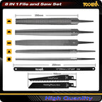 File Set, File & Saw Set. metal file,metal files tools for steel,Professional Steel File Triangle/Flat/Half-Round/Round Files for MetalWoodPlastic,Woodworking, Blade Quick Change Mechanism