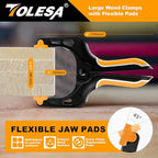 TOLESA Heavy Duty Spring Clamps 4 Inch 8 Pcs Large Wood Clamps with 30Lbs Powerful Clamping Force Deep Throat Nylon Clamps for Woodworking Photography Backdrop Household Use Cover Holding Wood Gluing