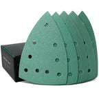 4" x 6" Delta (100mm x 150mm) Triangle Hook & Loop Sanding Sheet Assortment - 80, 120, 150, 180, 220 Grit (10 of Each) - Fits Festool DTS 400 & Mirka DEOS Delta Sanders - 50 Pack Box
