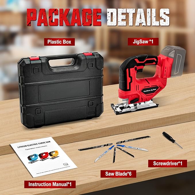 Cordless Jigsaw for Milwaukee 18V Batteries, Brushless Jig Saw Tool with 3 Position Orbital Settings, Adjustable Bevel Cuts (0-45°), Tool-Free Blade Change, LED Light(Tool Only)