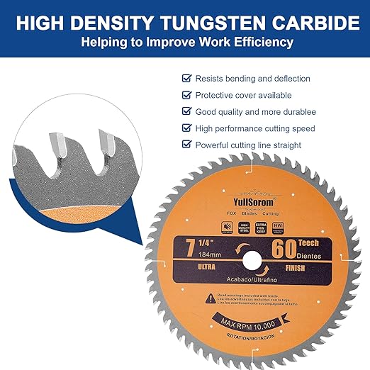 7-1/4" Ultra Finish Circular Saw Blade 60-Tooth with 5/8" Arbor for Wood