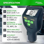 Paint Thickness Gauge CM-224Pro 2026 | Coating Thickness Meter Fe/Al/Zn | Auto Paint Depth Gauge Car Tester with High-Precision Probe, Multi-Unit Display & Auto Calibration