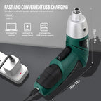 Hi-Spec 19pc 3.6V Green USB Small Power Screwdriver & Home DIY Tool Kit Set. Cordless & Rechargeable Electric Screwdriver and Compact Hand Tool Box Set