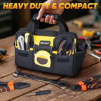 TICONN Heavy Duty Tool Bag with Multi-Pockets, Portable Tool Box Organizer Storage Bag, with Adjustable Shoulder Strap and Ergonomic Handle (Yellow, 12" Standard Base)