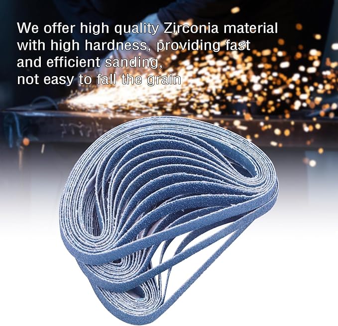 3/8" x 13" Zirconia Sanding Belts, 30 pack 3/8x13 Inch Sanding Belts 80 Grit, Zirconia Belt Sander Sanding Belts for Air File Belt Sander(3/8x13in, 80 Grit)