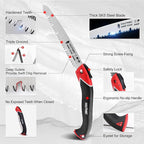 HAUTMEC 9" Pruning Hand saw, Pro Folding Saw of Sharp Stone Serie, SK5 Blade, Precision Hardened Triple-cut Teeth, Deep Gullets for Swift Chip HT0304