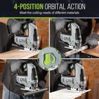 WORKPRO Jigsaw, 6.5AMP 850W Corded Electric Jig Saw Tool Kit with 6 Variable Speeds, 7 Blades, ±45° Bevel Cutting, LED Light, 3000 SPM, 4 Orbital Settings, Edge Guide, Tool-free Blade Changing