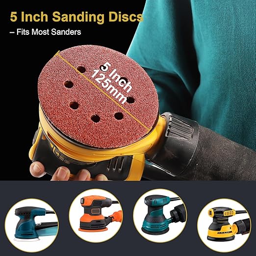 100 PCS 5 Inch Sanding Discs 800 Grit Hook and Loop Adhesive Round Sandpaper for Random Orbital Sander