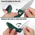 FLISSA Folding Utility Knife, 3-in-1 EDC Knife with Drop Point, Gut Hook & Replaceable Blades, Quick Change, Liner Lock, G10 Handle, Belt Clip for Outdoor & Everyday Use, Includes 16 Blades