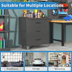 Metal Garage Storage Cabinet with Wheels,Locking Rolling Tool Cabinet with Drawers and Shelves for Home, Office, Garage & Workshop