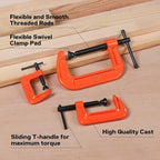 PONY Malleable Iron C-Clamp Set, 3-Piece, (1", 2", 3")