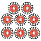 8 PCS - 4 Inch Twist Knotted Wire Wheel Brush for Grinders and Angle Grinder - 5/8 Inch-11 Threaded Arbor - 0.020 Inch Carbon Steel Wire - Heavy-Duty Conditioning for Metal - 4" x 5/8-Inch | 11 UNC