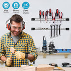4 Pieces 18" Magnetic Tool Holder Strip, Stainless Steel Surface Tool Magnet Bar, Metal Tool Organizer Rack for Garage Organization, Easy To Install in Workshop, Mounting Screws Included