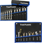 3-Pieces Roll Up Wrench Pouch Metric & SAE, Heavy Duty Canvas Tool Wrench Organizer Bag 9+13+14 Pockets (Only Pouch)