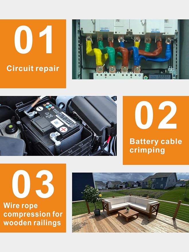 AMZCNC Hydraulic Cable Lug Crimper 8 US TON 12 AWG to 00 (2/0) Electrical Terminal Cable Wire Tool Kit with 9 Die (Crimping Tool and Copper wire scissors)