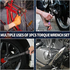1/4 3/8 1/2-inch Drive Click Torque Wrench, 4Pcs Torque Wrench Set 20-240 in.lb, 5-45 ft.lb, 20-160 ft.lb，with 1 Adapter，Adjustable Torque Wrench Set for Bike, Motorcycle, Car Maintenance